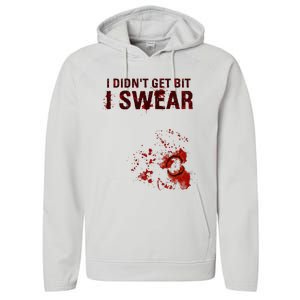 Bloody I DidnT Get Bit Funny Zombie Bite Halloween Performance Fleece Hoodie