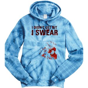 Bloody I DidnT Get Bit Funny Zombie Bite Halloween Tie Dye Hoodie