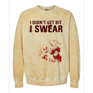 Bloody I DidnT Get Bit Funny Zombie Bite Halloween Colorblast Crewneck Sweatshirt