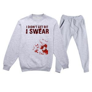 Bloody I DidnT Get Bit Funny Zombie Bite Halloween Premium Crewneck Sweatsuit Set