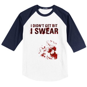 Bloody I DidnT Get Bit Funny Zombie Bite Halloween Baseball Sleeve Shirt