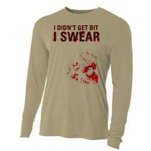 Bloody I DidnT Get Bit Funny Zombie Bite Halloween Cooling Performance Long Sleeve Crew