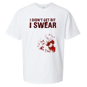 Bloody I DidnT Get Bit Funny Zombie Bite Halloween Sueded Cloud Jersey T-Shirt