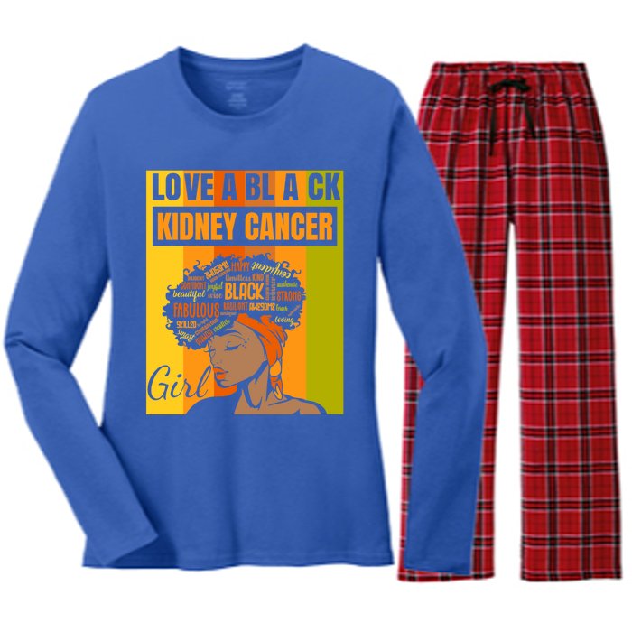 Black Independence Day Love A Black Ney Cancer Meaningful Gift Women's Long Sleeve Flannel Pajama Set 