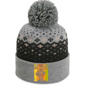 Black Independence Day Love A Black Throat Cancer Cute Gift The Baniff Cuffed Pom Beanie