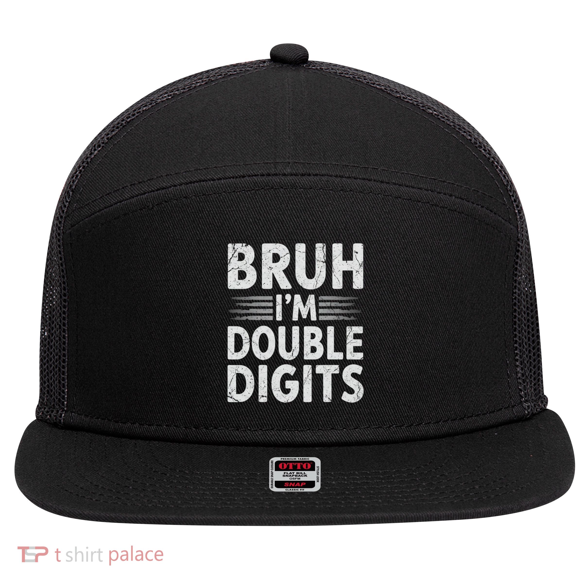 Bruh I'm Double Digits 10th Birthday Gifts 10 Year Old Boy 7 Panel Mesh Trucker Snapback Hat