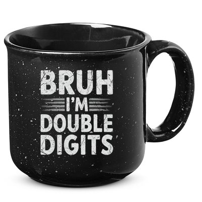 Bruh I'm Double Digits 10th Birthday Gifts 10 Year Old Boy 15oz Campfire Ceramic Mug