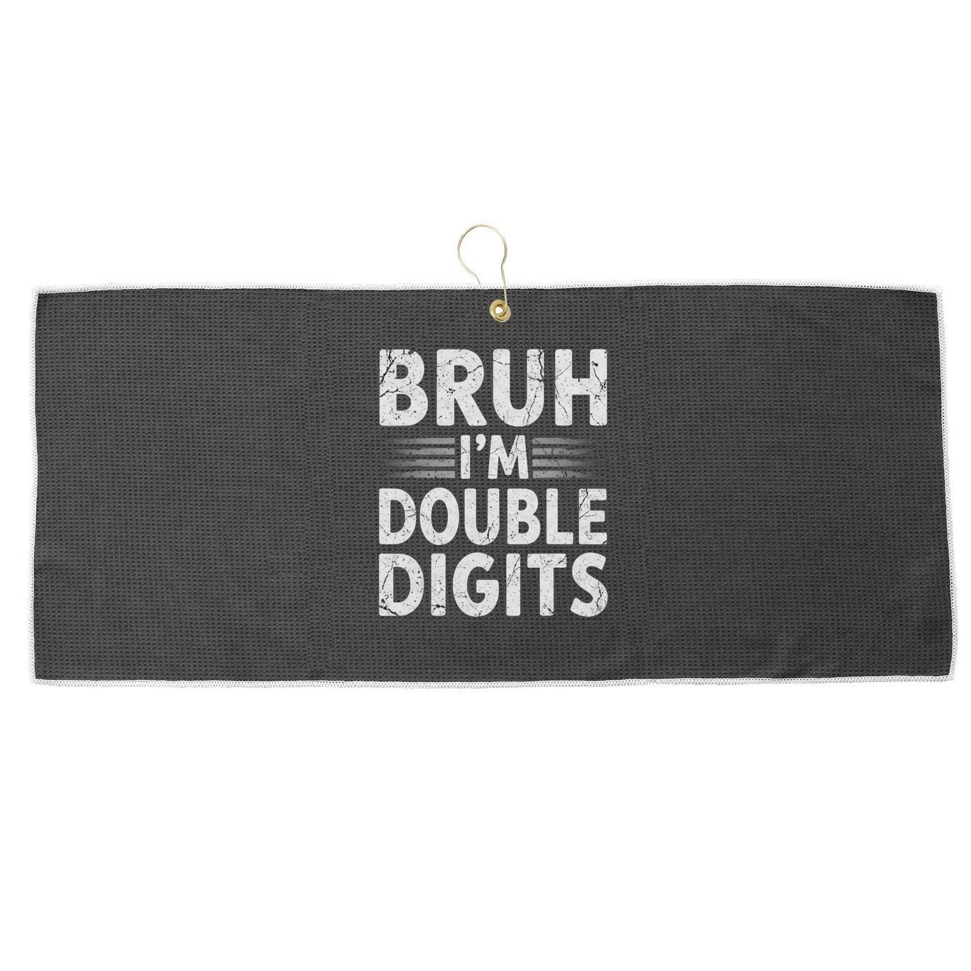 Bruh I'm Double Digits 10th Birthday Gifts 10 Year Old Boy Large Microfiber Waffle Golf Towel