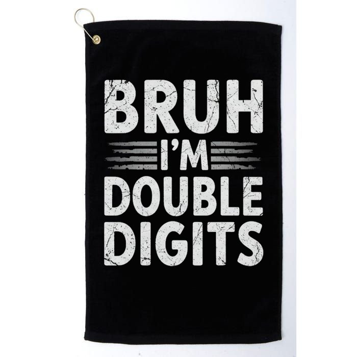 Bruh I'm Double Digits 10th Birthday Gifts 10 Year Old Boy Golf Towel