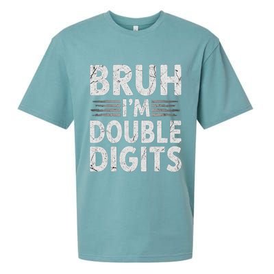 Bruh I'm Double Digits 10th Birthday Gifts 10 Year Old Boy Sueded Cloud Jersey T-Shirt