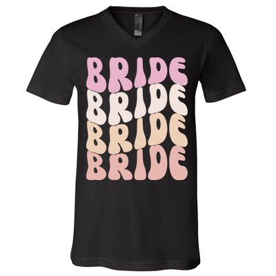 Bride I Do Crew Retro Bachelorette Party Bride Bridesmaids V-Neck T-Shirt