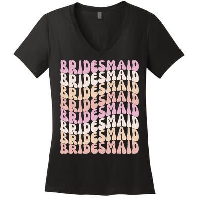 Bridesmaid I Do Crew Retro Bachelorette Party Bridesmaids Women's V-Neck T-Shirt