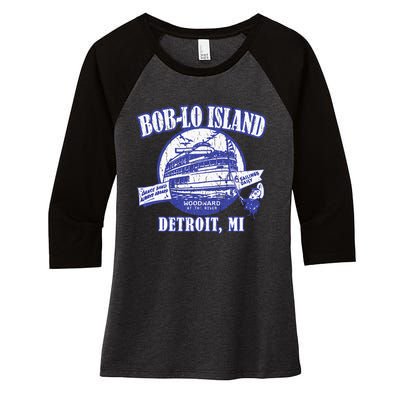 Boblo Island Detroit Michigan Women's Tri-Blend 3/4-Sleeve Raglan Shirt