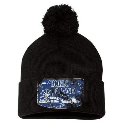 Boblo Island Detroit Vintage Distressed Worn Look Pom Pom 12in Knit Beanie