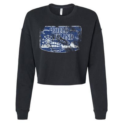 Boblo Island Detroit Vintage Distressed Worn Look Cropped Pullover Crew