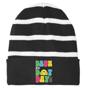 Bruh ItS Dot Daybruh Happy Dot Day Funny Teachers Striped Beanie with Solid Band