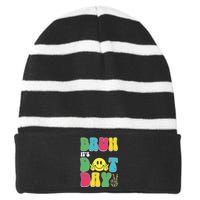 Bruh ItS Dot Daybruh Happy Dot Day Funny Teachers Striped Beanie with Solid Band