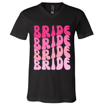 Bride I Do Crew Retro Bachelorette Party Bride Bridesmaids V-Neck T-Shirt