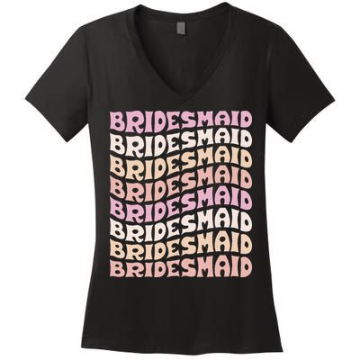 Bridesmaid I Do Crew Retro Bachelorette Party Bridesmaids Women's V-Neck T-Shirt