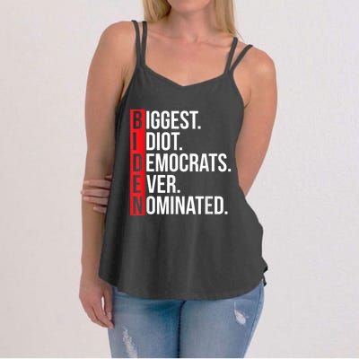 Biggest Idiot Democrats Ever Nominated Anti Biden Gift Women's Strappy Tank