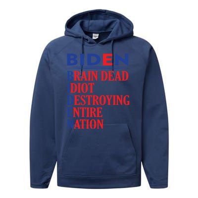 Braindead Idiot Destroying Entire Nation Biden Meme Trump 24 Performance Fleece Hoodie