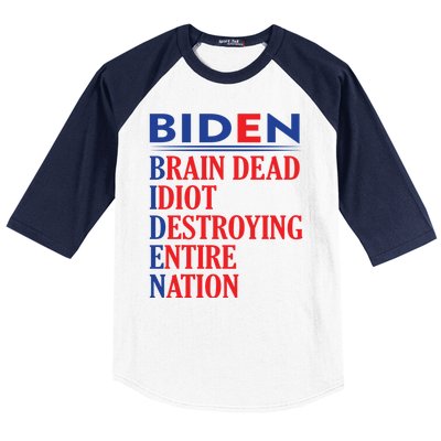 Braindead Idiot Destroying Entire Nation Biden Meme Trump 24 Baseball Sleeve Shirt