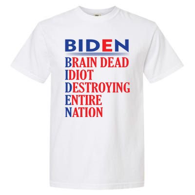 Braindead Idiot Destroying Entire Nation Biden Meme Trump 24 Garment-Dyed Heavyweight T-Shirt