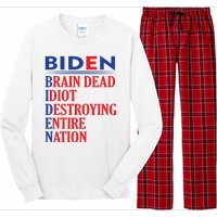 Braindead Idiot Destroying Entire Nation Biden Meme Trump 24 Long Sleeve Pajama Set