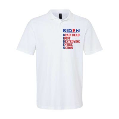 Braindead Idiot Destroying Entire Nation Biden Meme Trump 24 Softstyle Adult Sport Polo