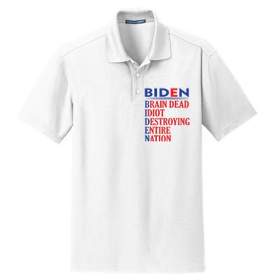 Braindead Idiot Destroying Entire Nation Biden Meme Trump 24 Dry Zone Grid Polo