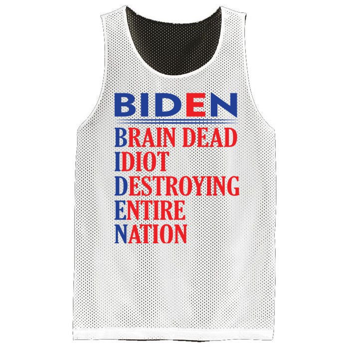 Braindead Idiot Destroying Entire Nation Biden Meme Trump 24 Mesh Reversible Basketball Jersey Tank