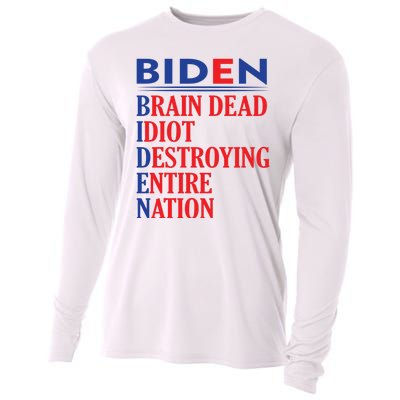 Braindead Idiot Destroying Entire Nation Biden Meme Trump 24 Cooling Performance Long Sleeve Crew