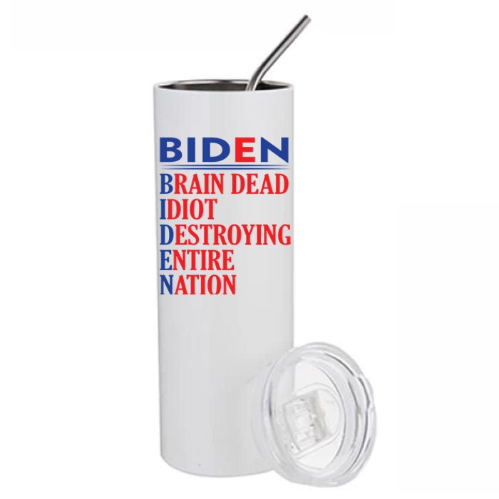 Braindead Idiot Destroying Entire Nation Biden Meme Trump 24 Stainless Steel Tumbler