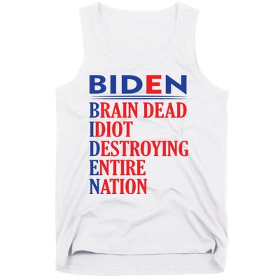 Braindead Idiot Destroying Entire Nation Biden Meme Trump 24 Tank Top