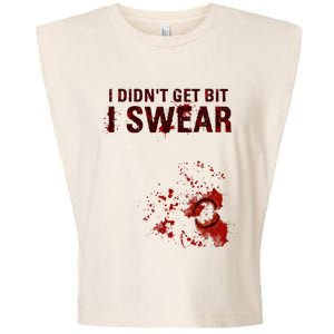 Bloody I DidnT Get Bit Funny Zombie Bite Halloween Garment-Dyed Women's Muscle Tee