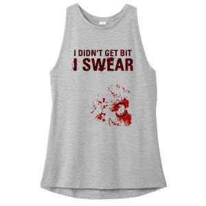 Bloody I DidnT Get Bit Funny Zombie Bite Halloween Ladies PosiCharge Tri-Blend Wicking Tank