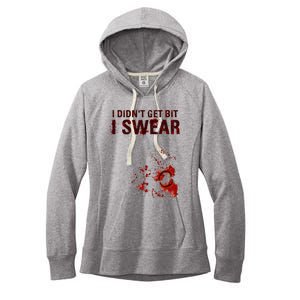 Bloody I DidnT Get Bit Funny Zombie Bite Halloween Women's Fleece Hoodie