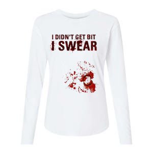 Bloody I DidnT Get Bit Funny Zombie Bite Halloween Womens Cotton Relaxed Long Sleeve T-Shirt