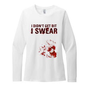 Bloody I DidnT Get Bit Funny Zombie Bite Halloween Womens CVC Long Sleeve Shirt