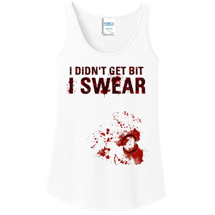 Bloody I DidnT Get Bit Funny Zombie Bite Halloween Ladies Essential Tank