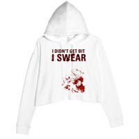 Bloody I DidnT Get Bit Funny Zombie Bite Halloween Crop Fleece Hoodie