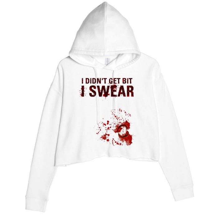 Bloody I DidnT Get Bit Funny Zombie Bite Halloween Crop Fleece Hoodie