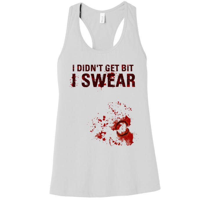 Bloody I DidnT Get Bit Funny Zombie Bite Halloween Women's Racerback Tank