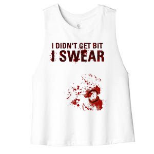 Bloody I DidnT Get Bit Funny Zombie Bite Halloween Women's Racerback Cropped Tank