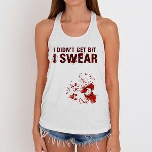 Bloody I DidnT Get Bit Funny Zombie Bite Halloween Women's Knotted Racerback Tank