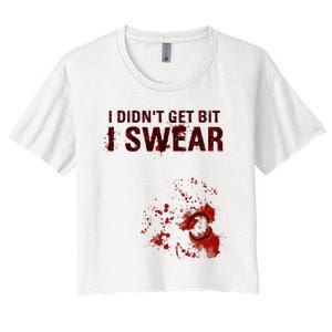 Bloody I DidnT Get Bit Funny Zombie Bite Halloween Women's Crop Top Tee