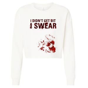 Bloody I DidnT Get Bit Funny Zombie Bite Halloween Cropped Pullover Crew