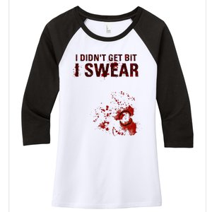 Bloody I DidnT Get Bit Funny Zombie Bite Halloween Women's Tri-Blend 3/4-Sleeve Raglan Shirt