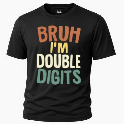 Bruh IM Double Digits 10 Year Old Vintage 10th Birthday Performance Shirt
