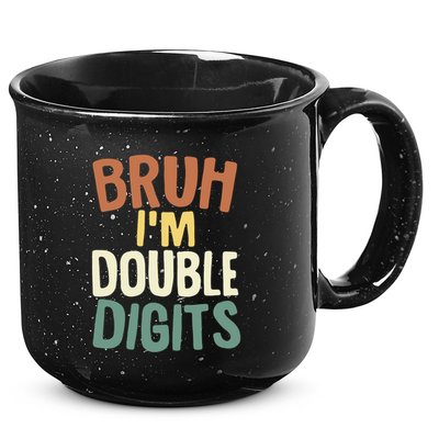 Bruh IM Double Digits 10 Year Old Vintage 10th Birthday 15oz Campfire Ceramic Mug